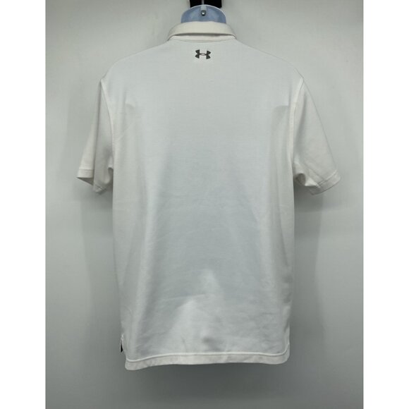 Under Armour Mens HeatGear Polo Shirt White Loose Fit L Breathable Lightweight - Picture 3 of 5